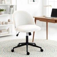 HOMCOM Desk Chair, Fluffy Swivel Office Chair for Makeup Vanity in Cream