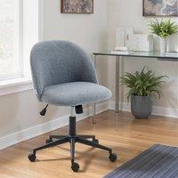 HOMCOM Desk Chair, Fluffy Swivel Office Chair for Makeup Vanity in Grey