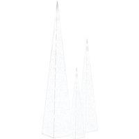 Berkfield Home Acrylic Decorative LED Light Cone Set Cold White 60/90/120cm