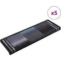 Berkfield Home Stair Mats Self-adhesive 5 pcs 65x21x4 cm Black & Grey | Size: Medium