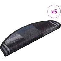 Berkfield Home Stair Mats Self-adhesive 5 pcs 65x21x4 cm Black & Grey | Size: Medium