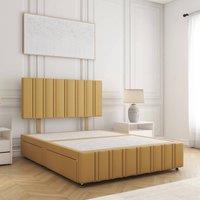 BSSPOKE Isabella Divan Bed Velvet 24 Headboard 2Drawers Footend & No Mattress in Mustard | Size: King