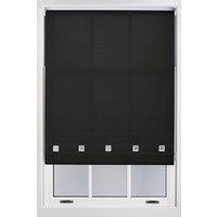 Furnished Daylight Roller Blind with Chrome Square Eyelets - Trimmable Window Shade in Black | Size: 215 cm width x 210 cm drop