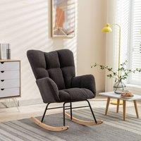 Direct Wicker Modern Teddy Fabric Tufted Upholstered Rocking Chair Padded Seat in Dark Grey | Size: 1 Pack
