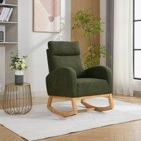 Direct Wicker Mid Century Modern Teddy Fabric Upholstered Rocking Chair Padded Seat in Green | Size: 1 Pack