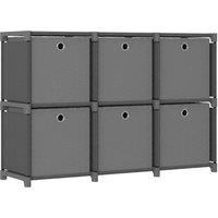 Berkfield Home 6-Cube Display Shelf with Boxes Grey 103x30x72.5 cm Fabric