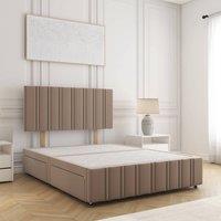 BSSPOKE Isabella Plush Velvet Divan Bed 24 Headboard & 4 Drawers No Mattress in Taupe | Size: King