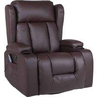 LUXURY LIFE Carrington Recliner Armchair 10 In 1 Massage & Heat Leather Chair in Brown