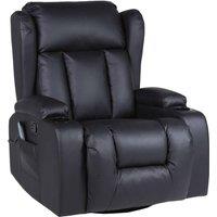 LUXURY LIFE Carrington Recliner Armchair 10 In 1 Massage & Heat Leather Chair in Black