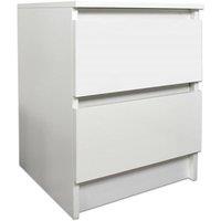 LUXURY LIFE Olivia Matt Chest of Drawers Bedside 2 Drawer Cabinet in White