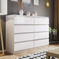 LUXURY LIFE Olivia Matt Chest of Drawers 8 Drawer Cabinet in White
