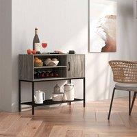 Costway Sideboard Buffet Cabinet Coffee Bar Cabinet Wooden Console Table in Grey