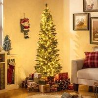 Costway 6 FT Artificial Christmas Tree Pre-lit Xmas Tree Switchable LED in Green