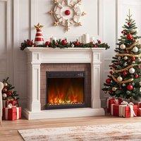 Costway 18 Electric Fireplace Insert Recessed 1500W Fireplace Heater in Black