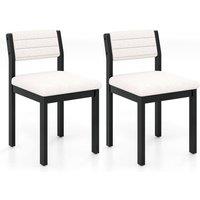 Costway 2 Pcs Imitation Lamb Fleece Home Chair Modern Dining Chairs in White