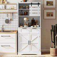 Costway 180cm Tall Kitchen Cupboard Buffet Pantry Sideboard w/Power Outlet in White