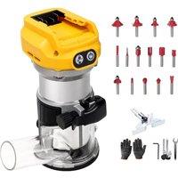 EONLION Cordless Compact Router for DeWalt 18V 20V Battery 6 Speeds in Yellow