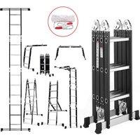 EONLION 3.5M 12 IN 1 Excel Aluminium Combination Step Ladder in Black