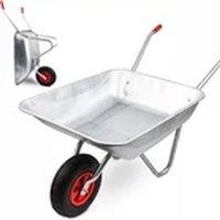 EONLION Wheelbarrow with Pneumatic Tyre Garden Cart in Silver