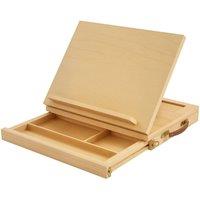 VOGREX Wooden Table Easel Box with Storage Portable in Natural