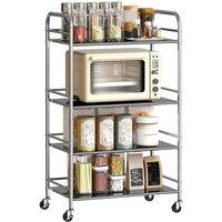 VOGREX 4 Tier Kitchen Trolley on Wheels Serving Cart in Silver