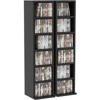 VOGREX Set of 2 CD Storage Units with Adjustable Shelves in Black