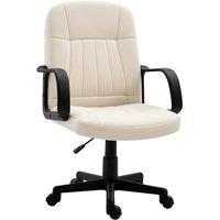VOGREX PU Leather Office Chair Swivel Mid-Back Computer in White