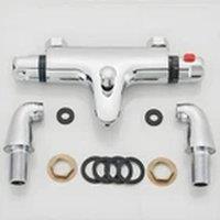 Havendro Modern Thermostatic Bath Shower Mixer Taps Chrome in Silver