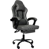 Levede Office Desk Chair PU Gaming Recliner Adjustable Height Swivel in Grey