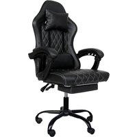 Levede Office Desk Chair PU Gaming Recliner Adjustable Height Swivel in Black