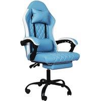 Levede Office Desk Chair PU Gaming Recliner Adjustable Height Swivel in Blue