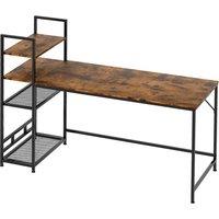 Levede Computer Desk Study Table Home Office Workstation 4-Tier Shelf 160CM in Brown