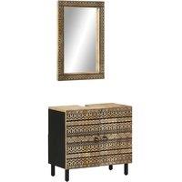 Berkfield Home 2 Piece Bathroom Furniture Set Solid Wood Mango in Brown