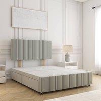 BSSPOKE Isabella Divan Bed Velvet 24 Headboard 2Drawers Footend & No Mattress in Silver | Size: Small Double