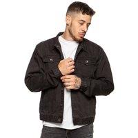Enzo Men's Regular Fit Denim Jacket in Black | Size: Small