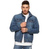 Enzo Men's Regular Fit Denim Jacket in Blue | Size: Large