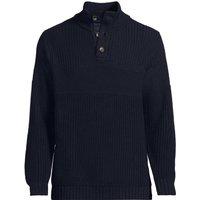 Lands' End Men's Button Neck Stitch Stripe Drifter Jumper in Navy | Size: Medium