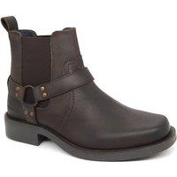 HX London Men's Malden Leather Chelsea Biker Western Square Toe Boots in Brown | Size: 11
