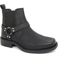 HX London Men's Malden Leather Chelsea Biker Western Square Toe Boots in Black | Size: 6