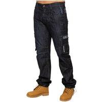 Enzo Men's Cargo Denim Jeans in Dark Blue | Size: 40R