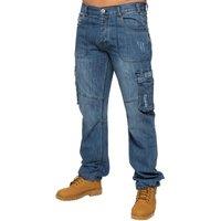 Enzo Men's Cargo Denim Jeans in Blue | Size: 38R