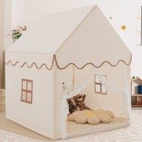 Costway Kids Play Tent Indoor Playhouse with Padded Mat in Cream