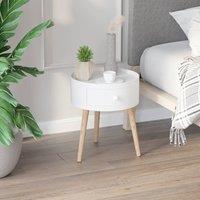 HOMCOM Coffee Table Furniture Bedroom Round Corner Drawer Storage Unit in White