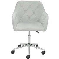 Alivio Adjustable Velvet Office Chair with Chrome Base & Wheels in Grey