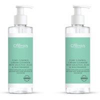 skinChemists professional Pore Control Cream Cleanser with Salicylic Acid 200ml x 2 Duo Set in White