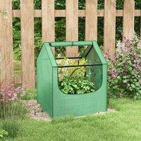 OUTSUNNY Raised Garden Bed Planter Box with Greenhouse, Green & Silver
