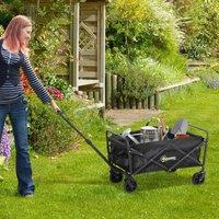 OUTSUNNY 93L Festival Trolley, 100kg Heavy Duty Folding Trolley Cart, Black