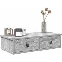 Berkfield Home Wall Shelf with Drawers Grey Sonoma 60x25x15 cm Engineered Wood | Size: 60 x 25 x 15 cm