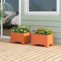 Costway 2 Pack Planter Box Raised Garden Bed HDPE Flower Pot w/Drainage in Orange