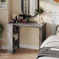 Costway Computer Desk 90cm Study Desk Wooden Writing Desk w/Bookshelf in Grey